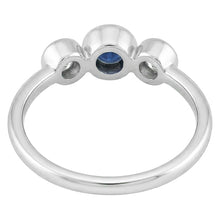 Gold Gemstone Ring Bezel Set Natural Earth Mined Diamonds & Sapphire 3 Stone 1.50 Carats