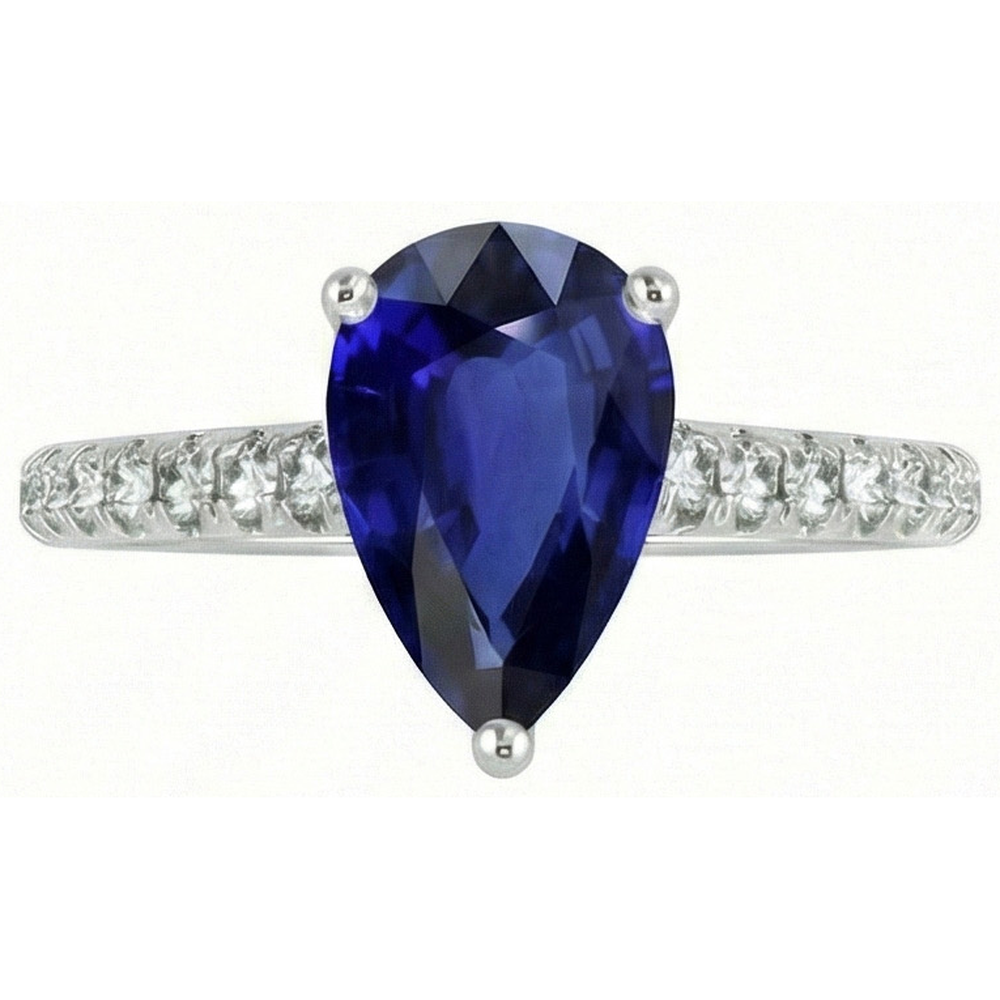 Gold Gemstone Ring Blue Sapphire With Natural Earth Mined Diamond Accents 4 Carats