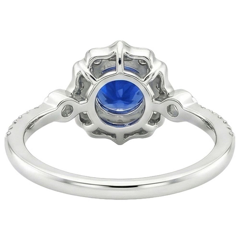 Gold Gemstone Ring Halo Sri Lankan Sapphire Vintage Style 3 Carats