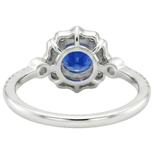 Gold Gemstone Ring Halo Sri Lankan Sapphire Vintage Style 3 Carats