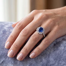 Gold Gemstone Ring Halo Sri Lankan Sapphire Vintage Style 3 Carats