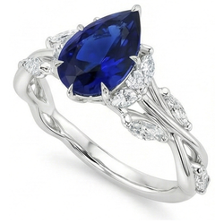 Natural Sapphire Ring 7.25ct - White Gold 14K