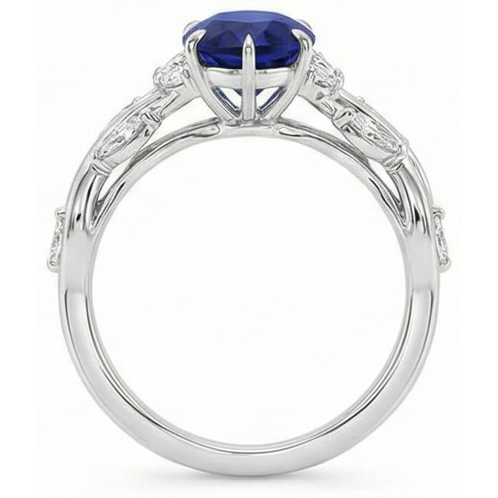 natural pear sapphire 7.25ct ring on white background