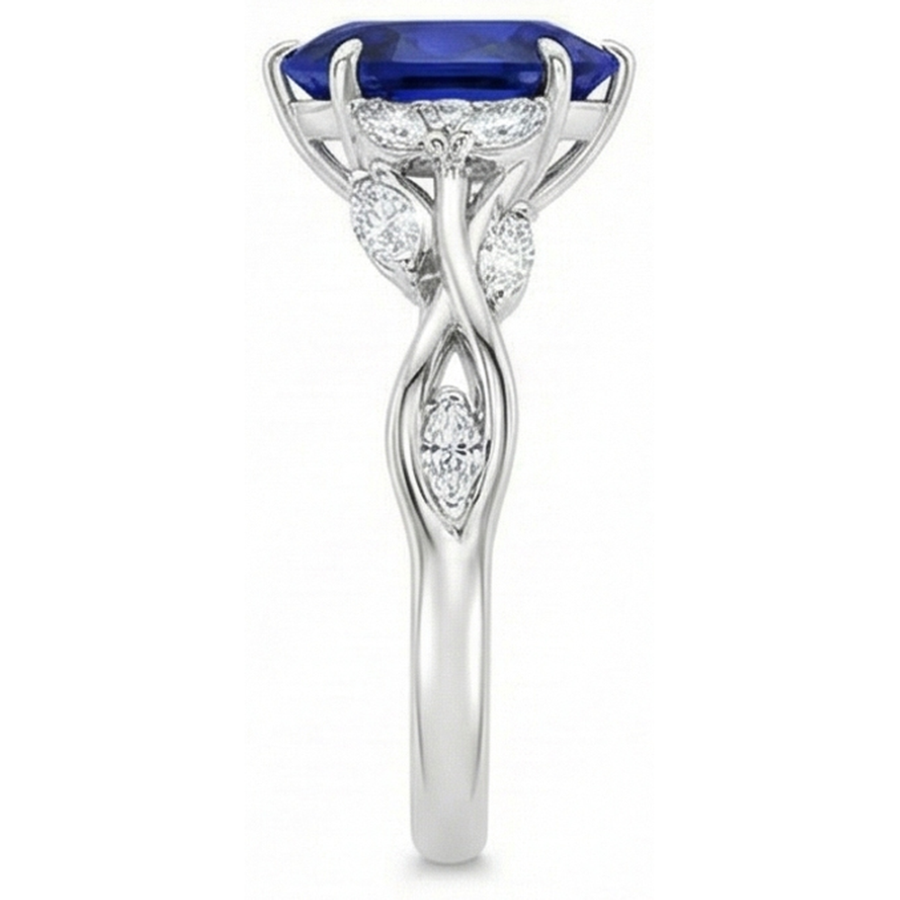 natural pear sapphire 7.25ct ring profile view