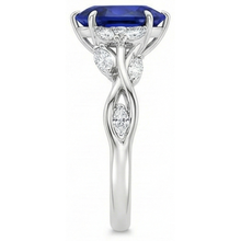 natural pear sapphire 7.25ct ring profile view