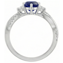 Gold Gemstone Ring Pear Blue Sapphire & Round Natural Earth Mined Diamonds 5.50 Carats