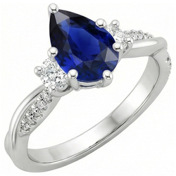 Natural Sapphire Ring 5.50ct - White Gold 14K