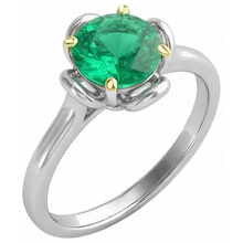 Round Cut Emerald ring in Two-Tone 14K Gold – angle view