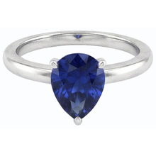 Gold Gemstone Solitaire Ring Pear Cut Ceylon Sapphire 1.50 Carats