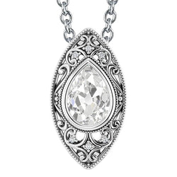Gold Natural Earth Mined Diamond Pendant Necklace Pear Old Miner Bezel Set 3 Carat Jewellery