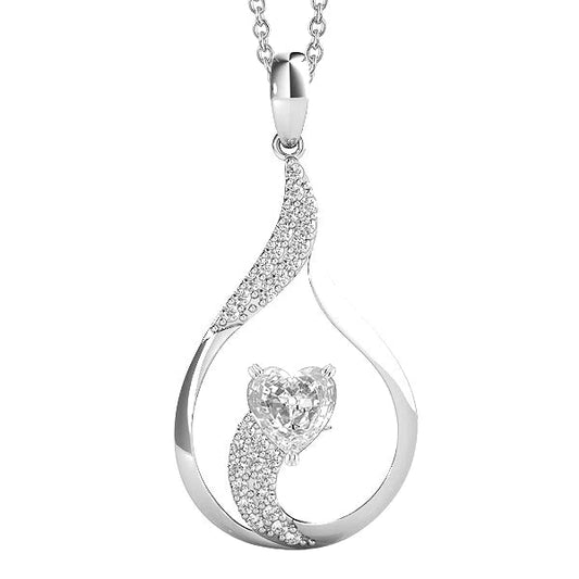 Gold Genuine Diamond Pendant Round & Heart Old Miner Double Prong Set 2 Carats