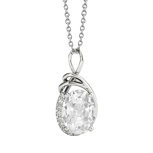 Gold Genuine Diamond Pendant Round & Oval Old Miner Infinity Style 3.50 Carats