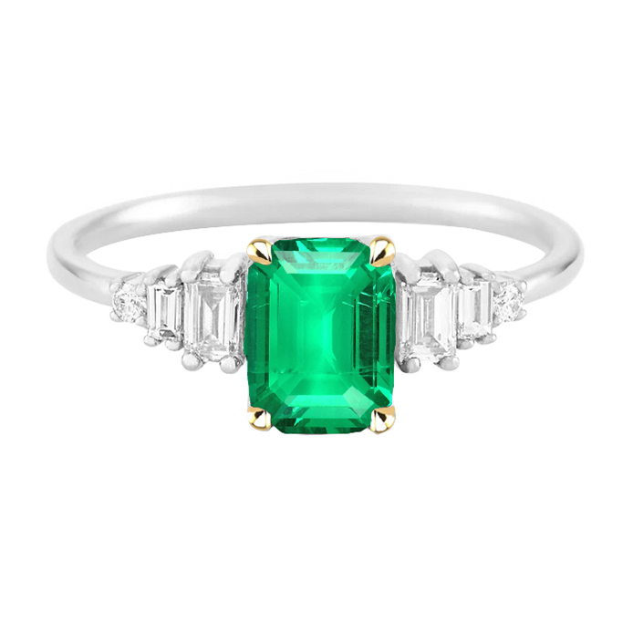 Emerald Cut Emerald ring in 14 Karat Two Tone Gold – main view