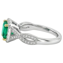 Colored Stone Ring 14 Karat Two Tone Gold with Emerald – top view