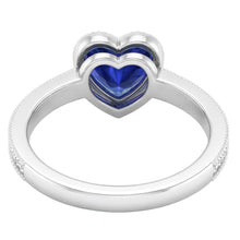 Gold Halo Bezel Set Heart Sri Lankan Sapphire Ring 2 Carats Natural Earth Mined Diamonds