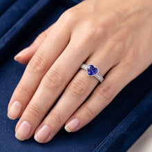 Gold Halo Bezel Set Heart Sri Lankan Sapphire Ring 2 Carats Natural Earth Mined Diamonds