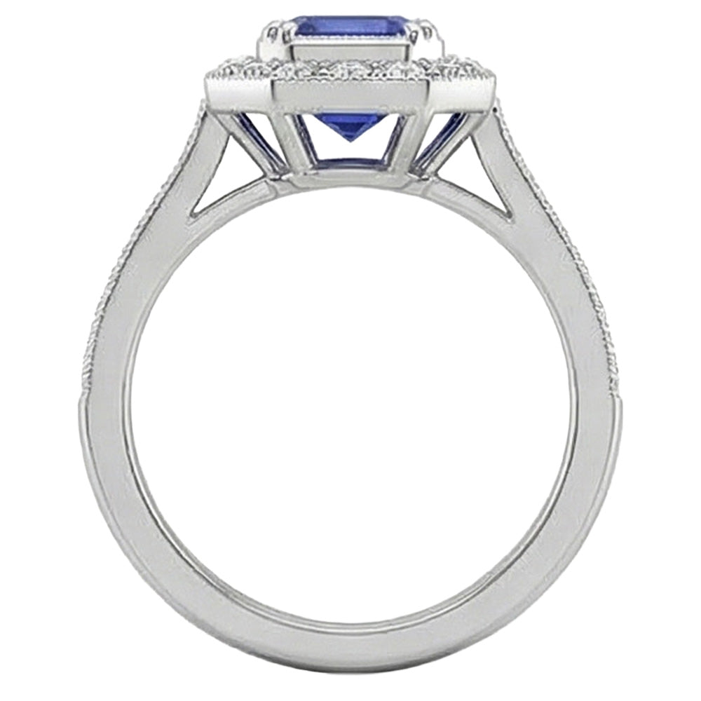 natural emerald sapphire 3.50ct ring with diamond accents