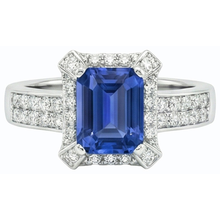 natural emerald sapphire 3.50ct ring on white background