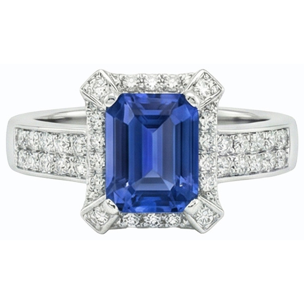 natural emerald sapphire 3.50ct ring on white background