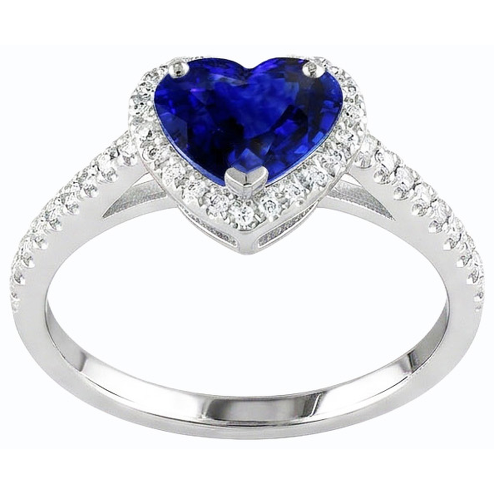 natural round sapphire 3.50ct ring front view