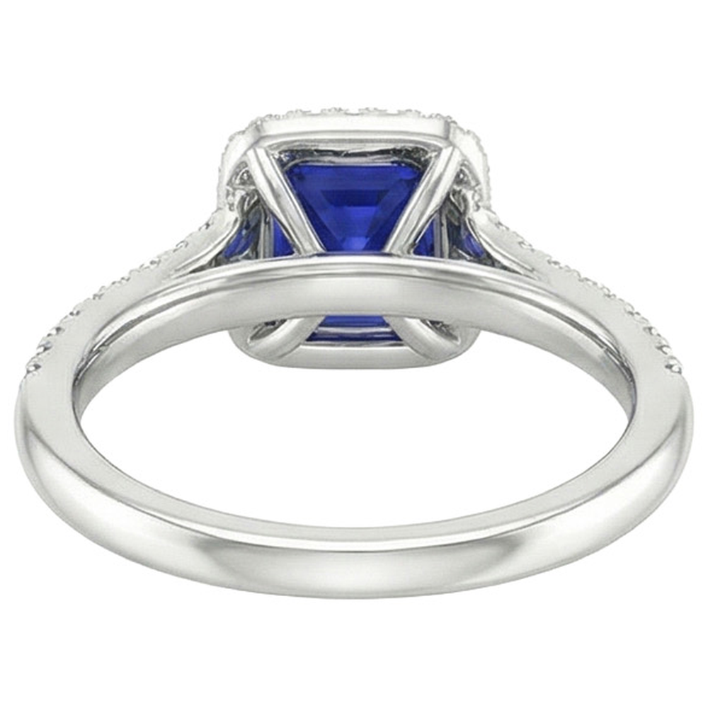 natural round sapphire 3.25ct ring on white background