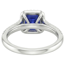 natural round sapphire 3.25ct ring on white background