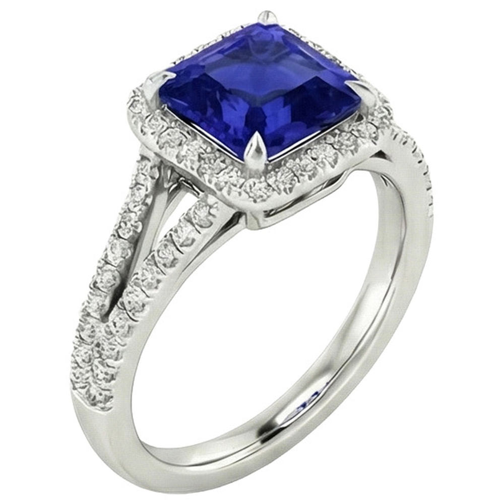 natural round sapphire 3.25ct ring top view