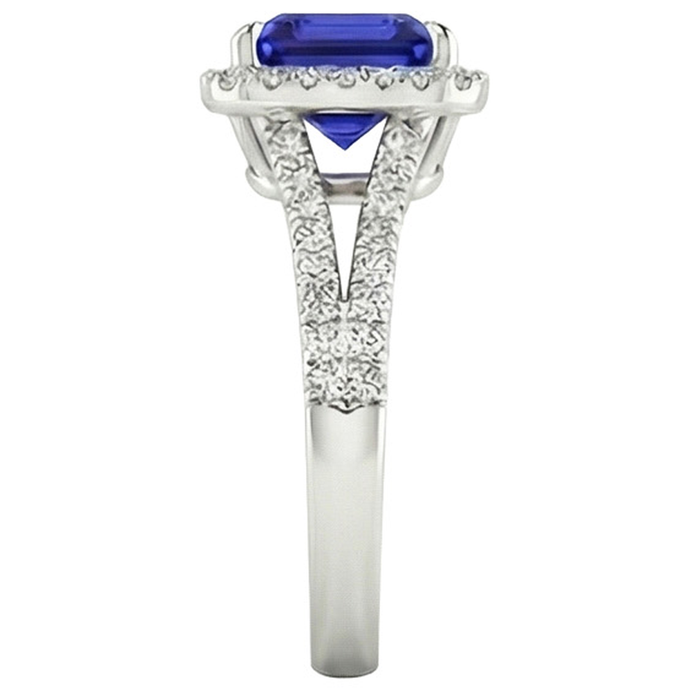 natural round sapphire 3.25ct ring profile view