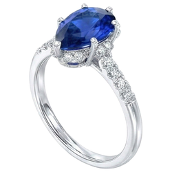 Natural Sapphire Ring 3.50ct - White Gold 14K