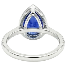 Gold Halo Pave Set Natural Earth Mined DIAMOND ( NOT LAB GROWN ) Engagement Ring Blue Sapphire 4 Carats