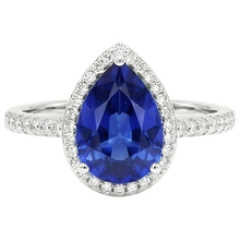 Gold Halo Pave Set Natural Earth Mined DIAMOND ( NOT LAB GROWN ) Engagement Ring Blue Sapphire 4 Carats