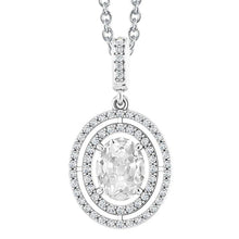 Gold Halo Real Diamond Pendant Round & Oval Old Mine Cut 4 Carats