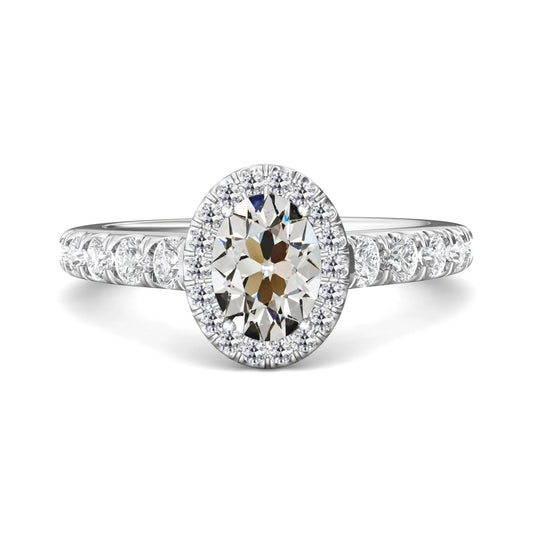 Gold Halo Ring Oval Old Mine Cut Natural Diamond Jewelry 6.50 Carats