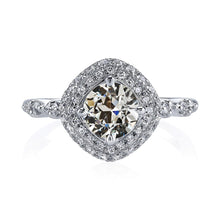 Gold Halo Round Old Miner Natural Diamond Ladies Ring Prong Set 4 Carats