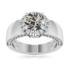 Gold Halo Wedding Ring Old Cut Natural Earth Mined Diamond Wide Band 4.75 Carats