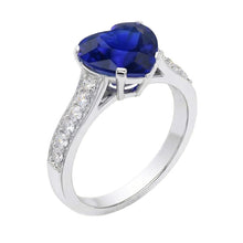 Gold Heart Ceylon Sapphire Natural Earth Mined Diamond Engagement Ring 4 Carats