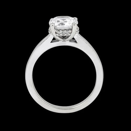 Gold Hidden Halo Genuine Diamond Engagement Ring 