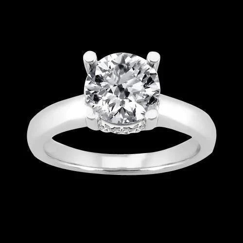 Gold Hidden Halo Genuine Diamond Engagement Ring With Accents