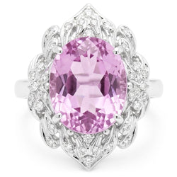 Gold Kunzite Natural Earth Mined Diamond Ring