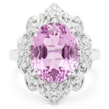 Gold Kunzite Natural Earth Mined Diamond Ring