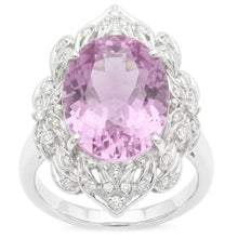 Gold Kunzite Natural Earth Mined Diamond Ring