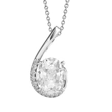 Gold Natural Diamond Pendant Curved Round & Oval Old Miner Prong Set 4 Carats