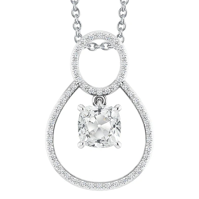 Gold Natural Diamond Pendant Round & Cushion Old Miner 4.50 Carats