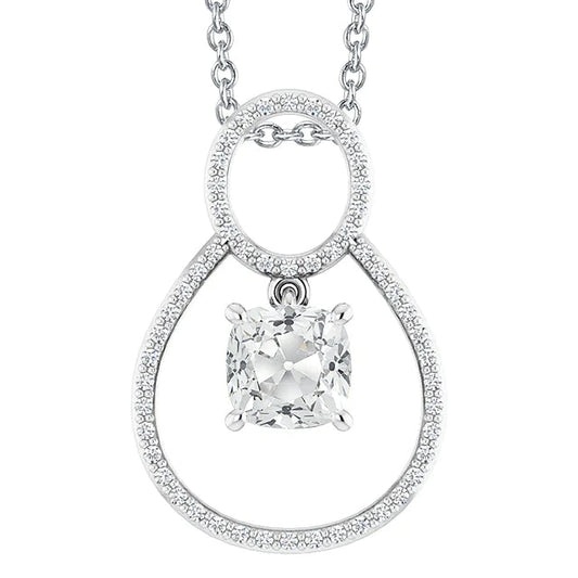 Gold Natural Diamond Pendant Round & Cushion Old Miner 4.50 Carats