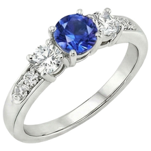 natural round sapphire 2ct ring front view