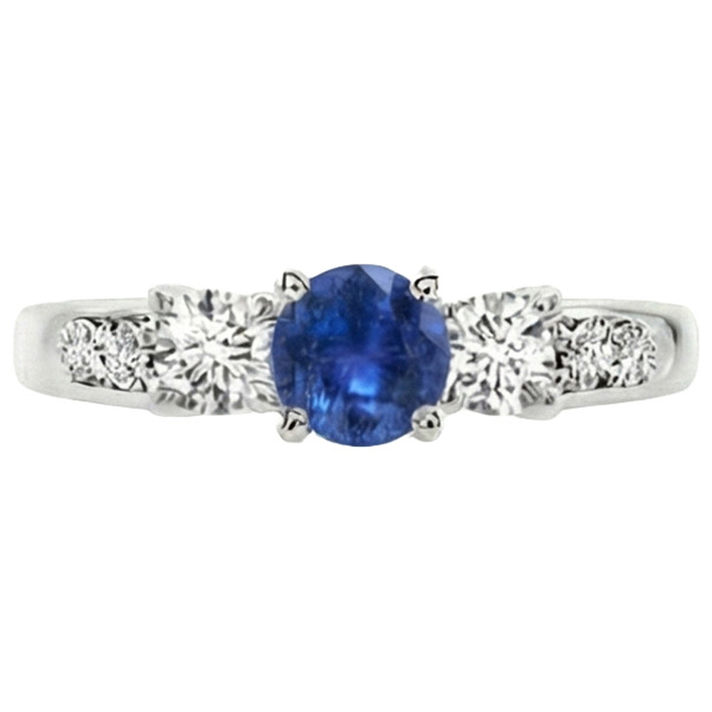 natural round sapphire 2ct ring top view