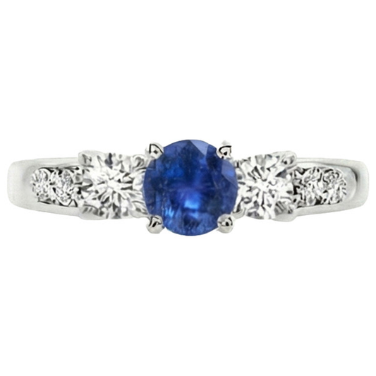 natural round sapphire 2ct ring top view