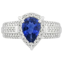 natural round sapphire 5ct ring on white background