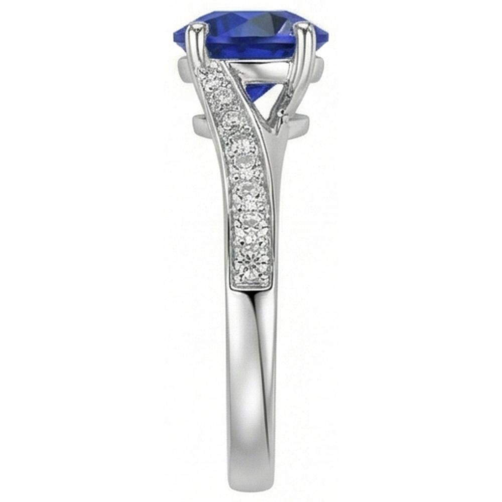 natural round sapphire 3ct ring profile view