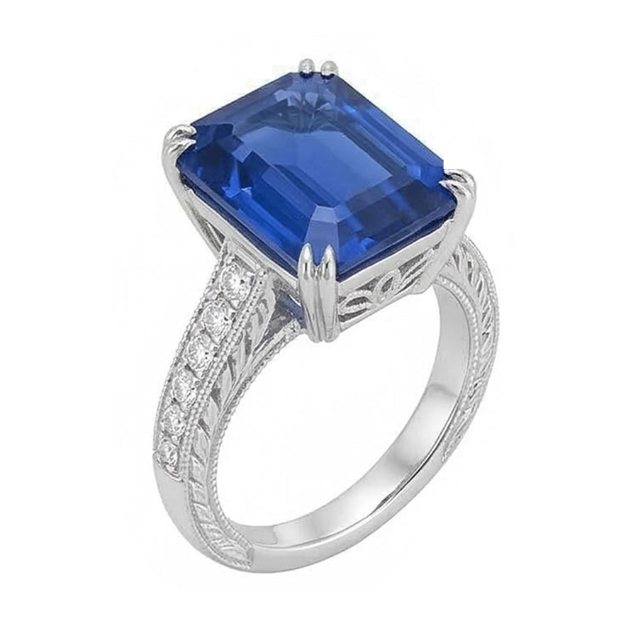natural emerald sapphire 5ct ring front view